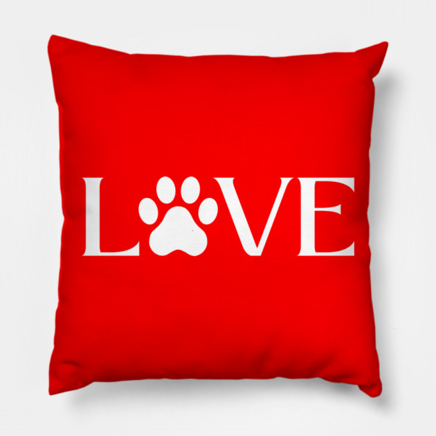 Love for Pets - Paw Print Heart Pillow by Creatifly Graphic Tees
