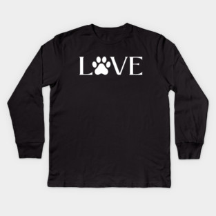 Love for Pets - Paw Print Heart Kids Long Sleeve T-Shirt