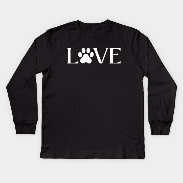 Love for Pets - Paw Print Heart Kids Long Sleeve T-Shirt by Creatifly Graphic Tees