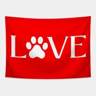 Love for Pets - Paw Print Heart Tapestry