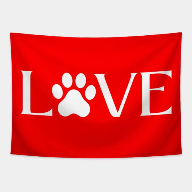 Love for Pets - Paw Print Heart Tapestry by Creatifly Graphic Tees