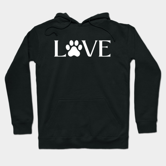 Love for Pets - Paw Print Heart Hoodie by Creatifly Graphic Tees