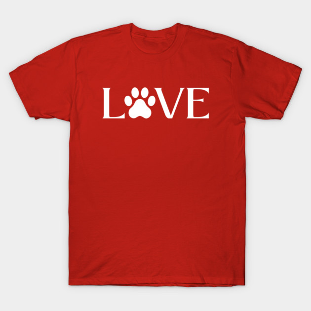Love for Pets - Paw Print Heart T-Shirt by Creatifly Graphic Tees