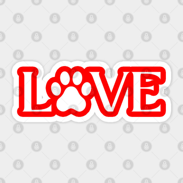 Love for Pets - Paw Print Heart Sticker by Creatifly Graphic Tees
