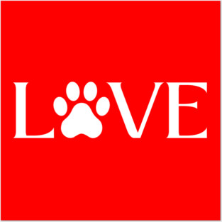 Love for Pets - Paw Print Heart Posters and Art