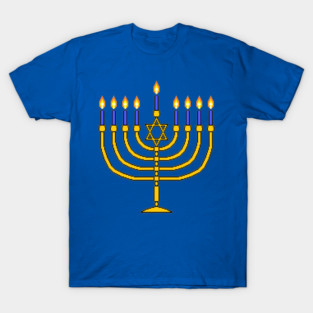 8-bit Hannukah Menorah T-Shirt