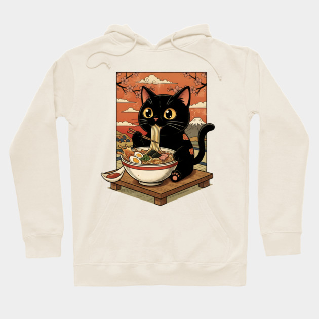 Noodle Time with Cat - Japanese Ramen Lover Hoodie by Creatifly Graphic Tees