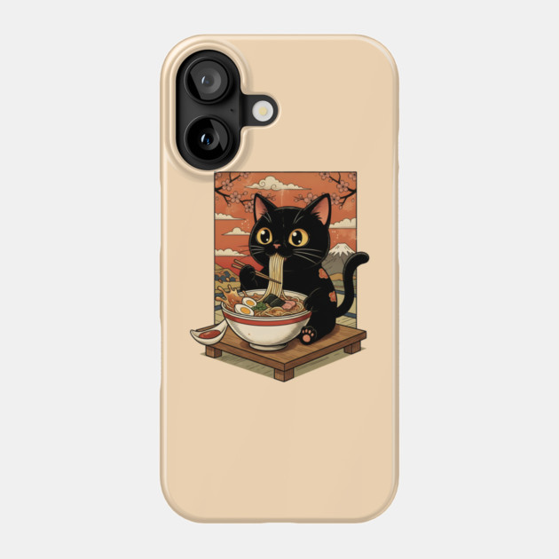 Noodle Time with Cat - Japanese Ramen Lover Phone Case by Creatifly Graphic Tees