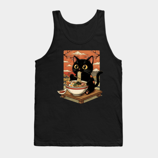 Noodle Time with Cat - Japanese Ramen Lover Tank Top by Creatifly Graphic Tees