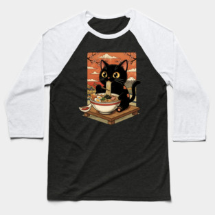 Noodle Time with Cat - Japanese Ramen Lover Baseball T-Shirt