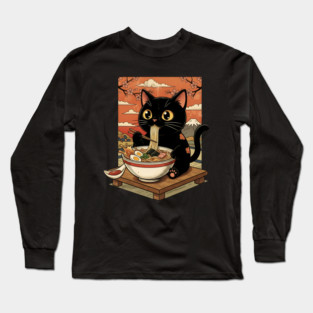 Noodle Time with Cat - Japanese Ramen Lover Long Sleeve T-Shirt