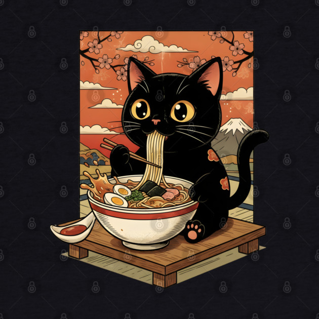 Noodle Time with Cat - Japanese Ramen Lover by Creatifly Graphic Tees