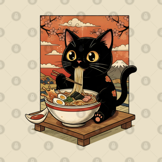 Noodle Time with Cat - Japanese Ramen Lover by Creatifly Graphic Tees