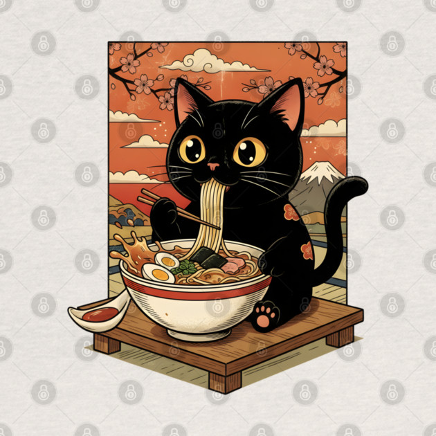 Noodle Time with Cat - Japanese Ramen Lover by Creatifly Graphic Tees