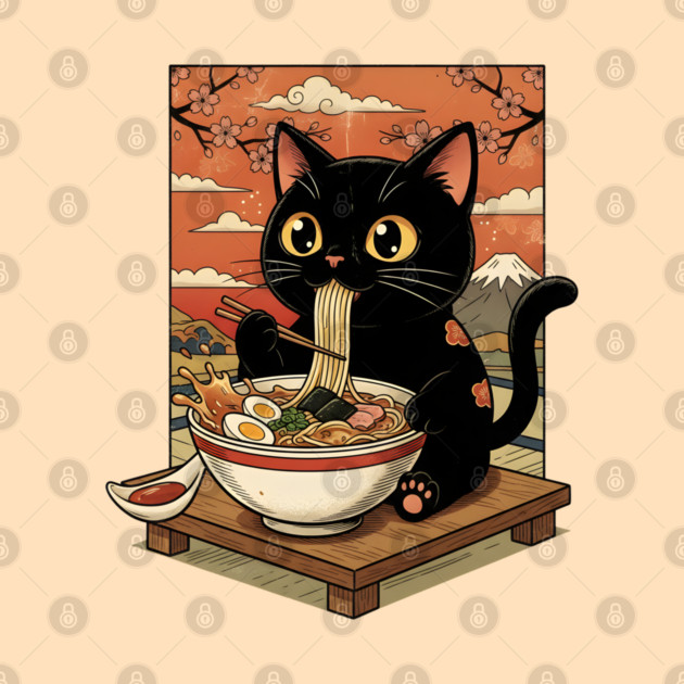 Noodle Time with Cat - Japanese Ramen Lover by Creatifly Graphic Tees