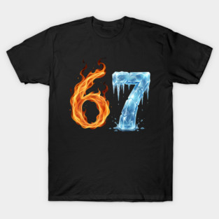 Fire and Ice 6 7 Birthday Gifts for Someone Turning 67 T-Shirt