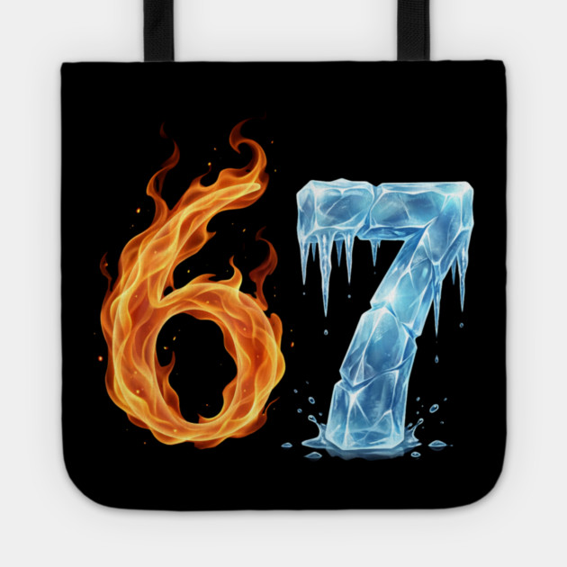 Fire and Ice 6 7 Birthday Gifts for Someone Turning 67 Tote by ArtistTee ⭐⭐⭐⭐⭐
