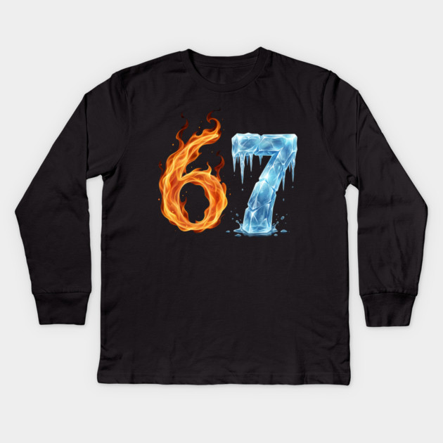 Fire and Ice 6 7 Birthday Gifts for Someone Turning 67 Kids Long Sleeve T-Shirt by ArtistTee ⭐⭐⭐⭐⭐