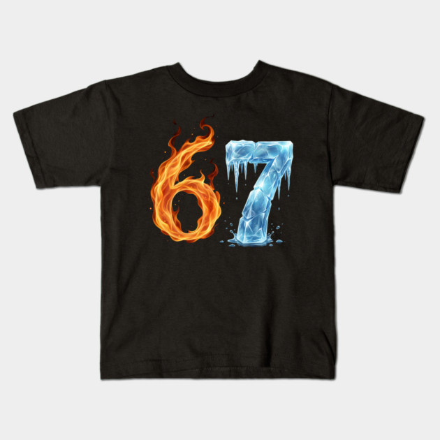 Fire and Ice 6 7 Birthday Gifts for Someone Turning 67 Kids T-Shirt by ArtistTee ⭐⭐⭐⭐⭐