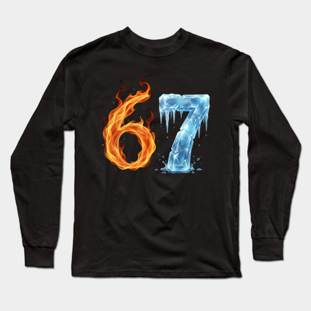 Fire and Ice 6 7 Birthday Gifts for Someone Turning 67 Long Sleeve T-Shirt by ArtistTee ⭐⭐⭐⭐⭐