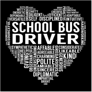 School Bus Driver Heart Posters and Art