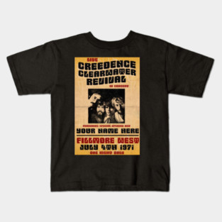 Creedence Clearwater Revival Fillmore West 1971 Vintage Concert Poster - Amine #4860 Kids T-Shirt