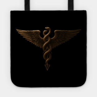 Serpent of Duality - Alchemical Rod of Asclepius, Hermetic Wisdom, Caduceus Knowledge Tote