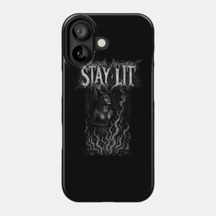 STAY LIT - witch burning at the stake, funny, vintage woodcut, meme Phone Case