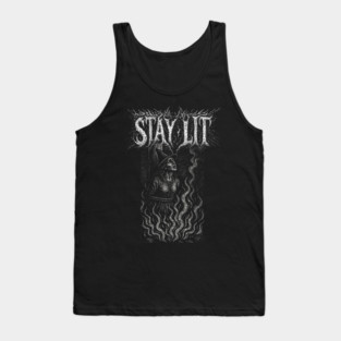 STAY LIT - witch burning at the stake, funny, vintage woodcut, meme Tank Top