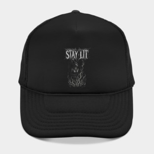 STAY LIT - witch burning at the stake, funny, vintage woodcut, meme Hat