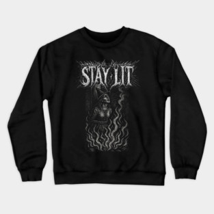 STAY LIT - witch burning at the stake, funny, vintage woodcut, meme Crewneck Sweatshirt