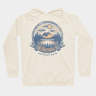 Vintage Olympic National Park Washington Scenic Sunset Hiking Hoodie