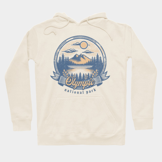 Vintage Olympic National Park Washington Scenic Sunset Hiking Hoodie by Pixel Threads 