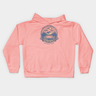 Vintage Olympic National Park Washington Scenic Sunset Hiking Kids Hoodie