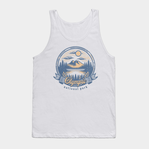 Vintage Olympic National Park Washington Scenic Sunset Hiking Tank Top by Pixel Threads 