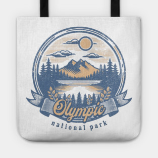 Vintage Olympic National Park Washington Scenic Sunset Hiking Tote