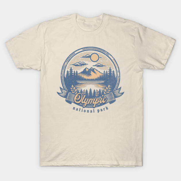 Vintage Olympic National Park Washington Scenic Sunset Hiking T-Shirt by Pixel Threads 