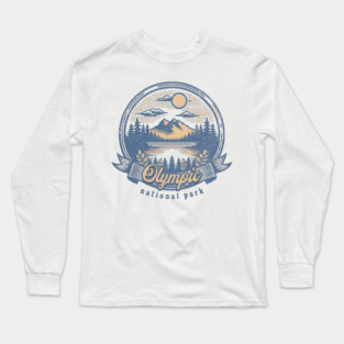 Vintage Olympic National Park Washington Scenic Sunset Hiking Long Sleeve T-Shirt