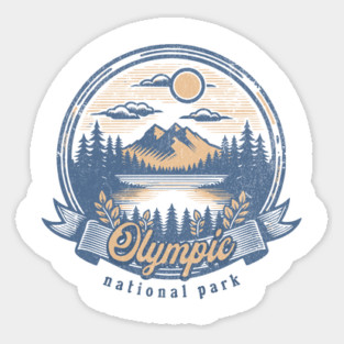 Vintage Olympic National Park Washington Scenic Sunset Hiking Sticker