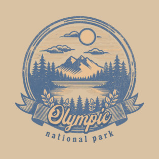 Vintage Olympic National Park Washington Scenic Sunset Hiking T-Shirt