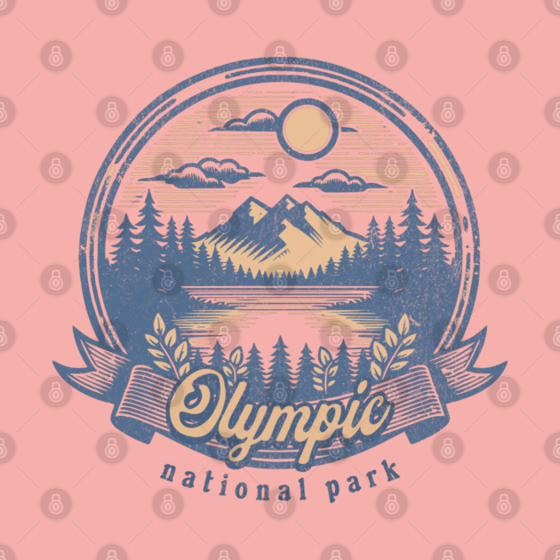 Vintage Olympic National Park Washington Scenic Sunset Hiking by Pixel Threads 