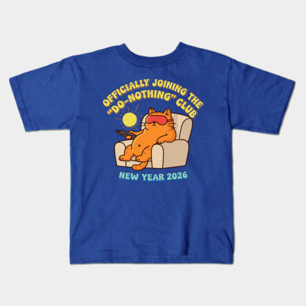 Lazy Cat Joins 'Do-Nothing' Club Kids T-Shirt by enrynz