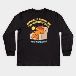Lazy Cat Joins 'Do-Nothing' Club Kids Long Sleeve T-Shirt