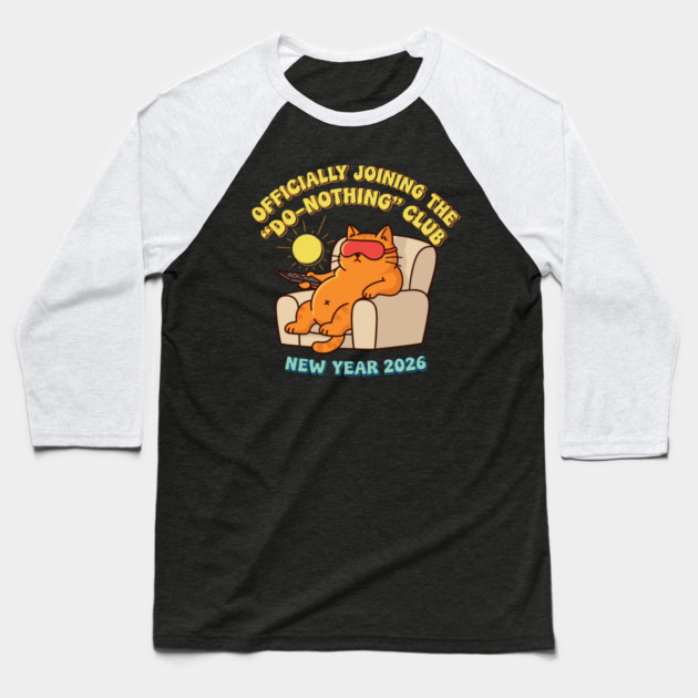 Lazy Cat Joins 'Do-Nothing' Club Baseball T-Shirt by enrynz