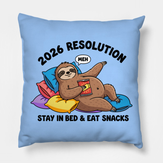 Lazy Sloth 2026 Resolution Pillow by enrynz