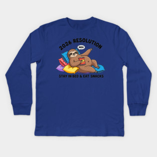 Lazy Sloth 2026 Resolution Kids Long Sleeve T-Shirt