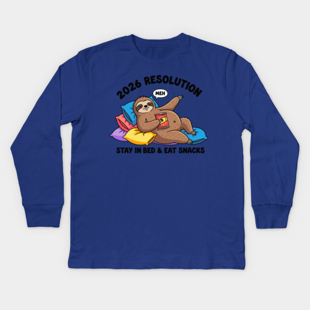 Lazy Sloth 2026 Resolution Kids Long Sleeve T-Shirt by enrynz