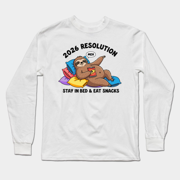 Lazy Sloth 2026 Resolution Long Sleeve T-Shirt by enrynz