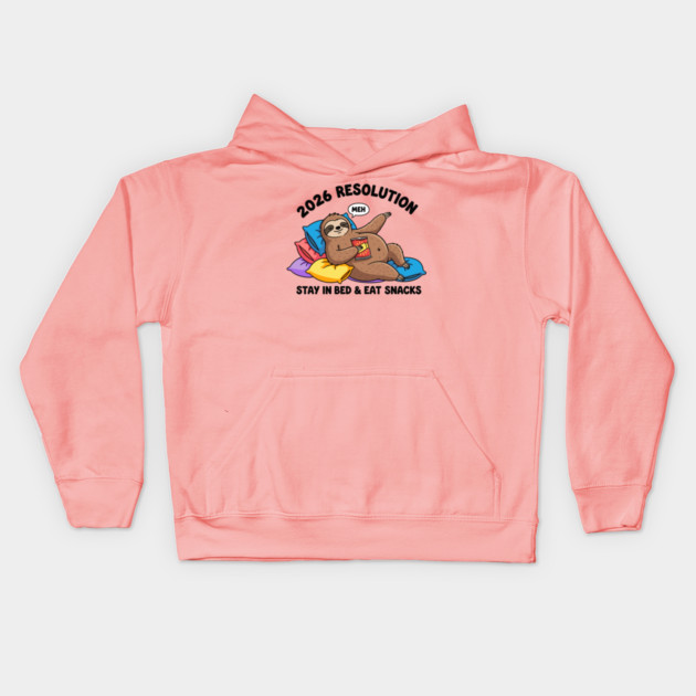 Lazy Sloth 2026 Resolution Kids Hoodie by enrynz