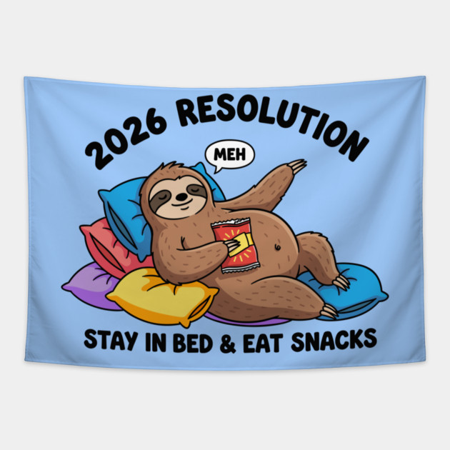 Lazy Sloth 2026 Resolution Tapestry by enrynz